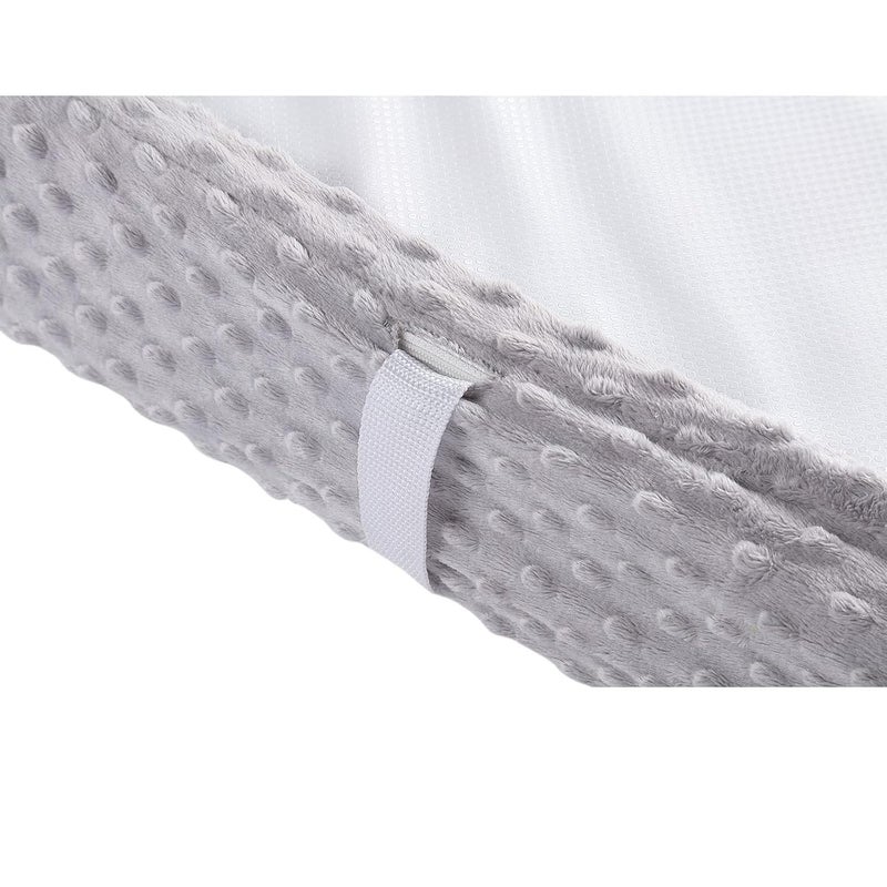 Aullar 2 Pack Solid Changing Table Pad Cover Cradle Sheet, Fits 32"/34''x16 Contoured Diaper Changing Pad, Dots Plush Changing Table Covers(Beige + Grey) - Image 4